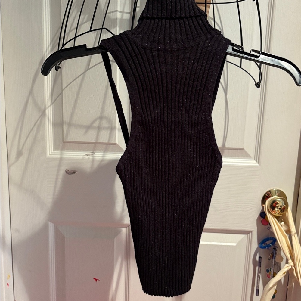 Express Black Ribbed Turtleneck Bodysuit